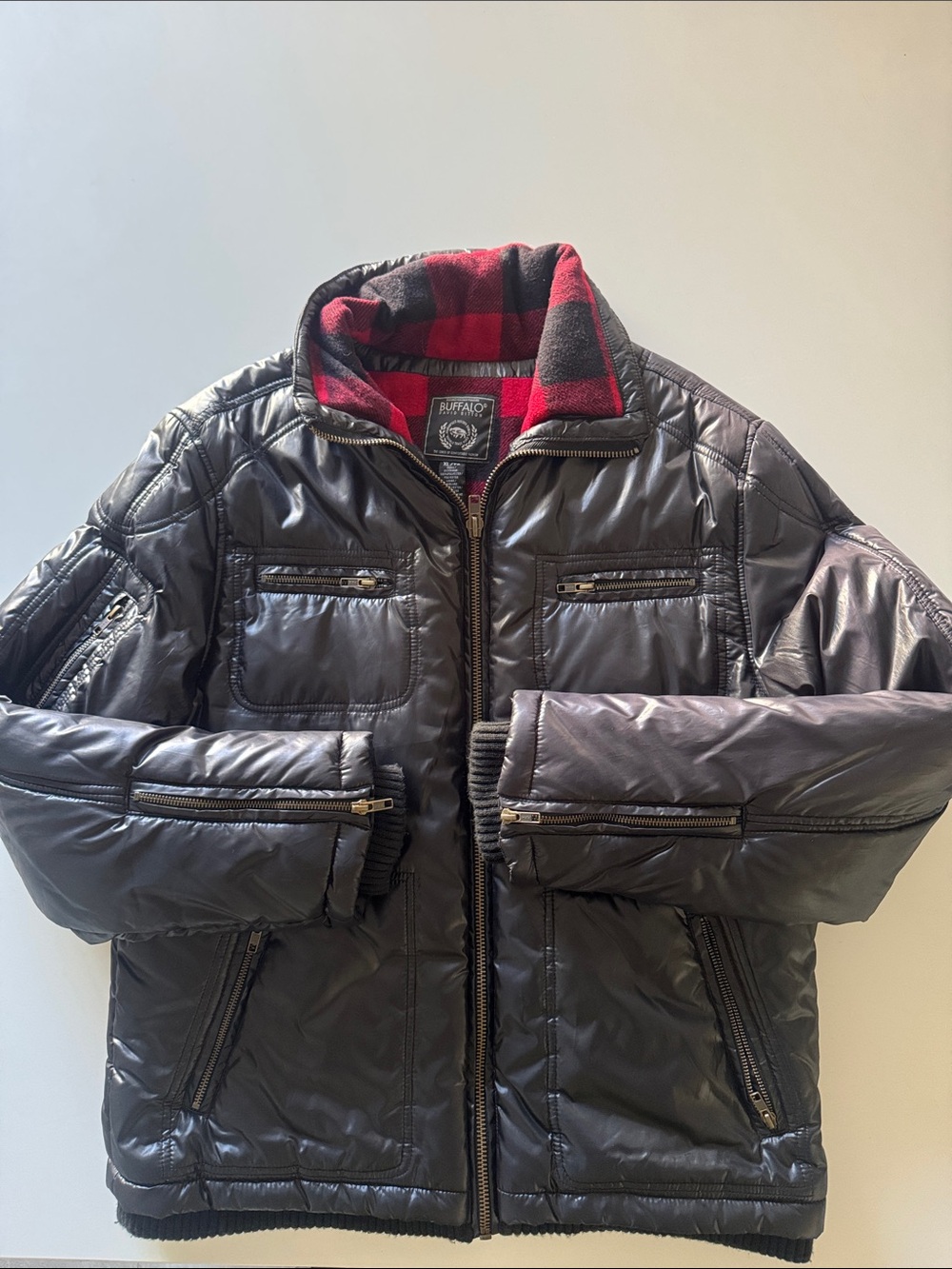 Buffalo David Bitton Black Jacket with Red Plaid Lining